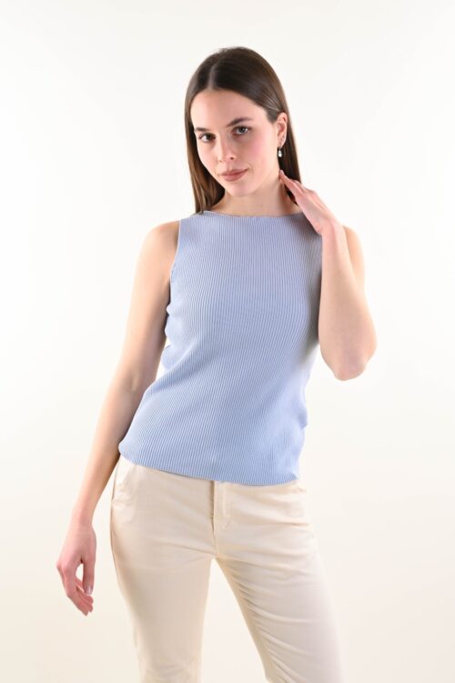 CANOTTA CON LAVORAZIONE A COSTINE - Cielo, TU