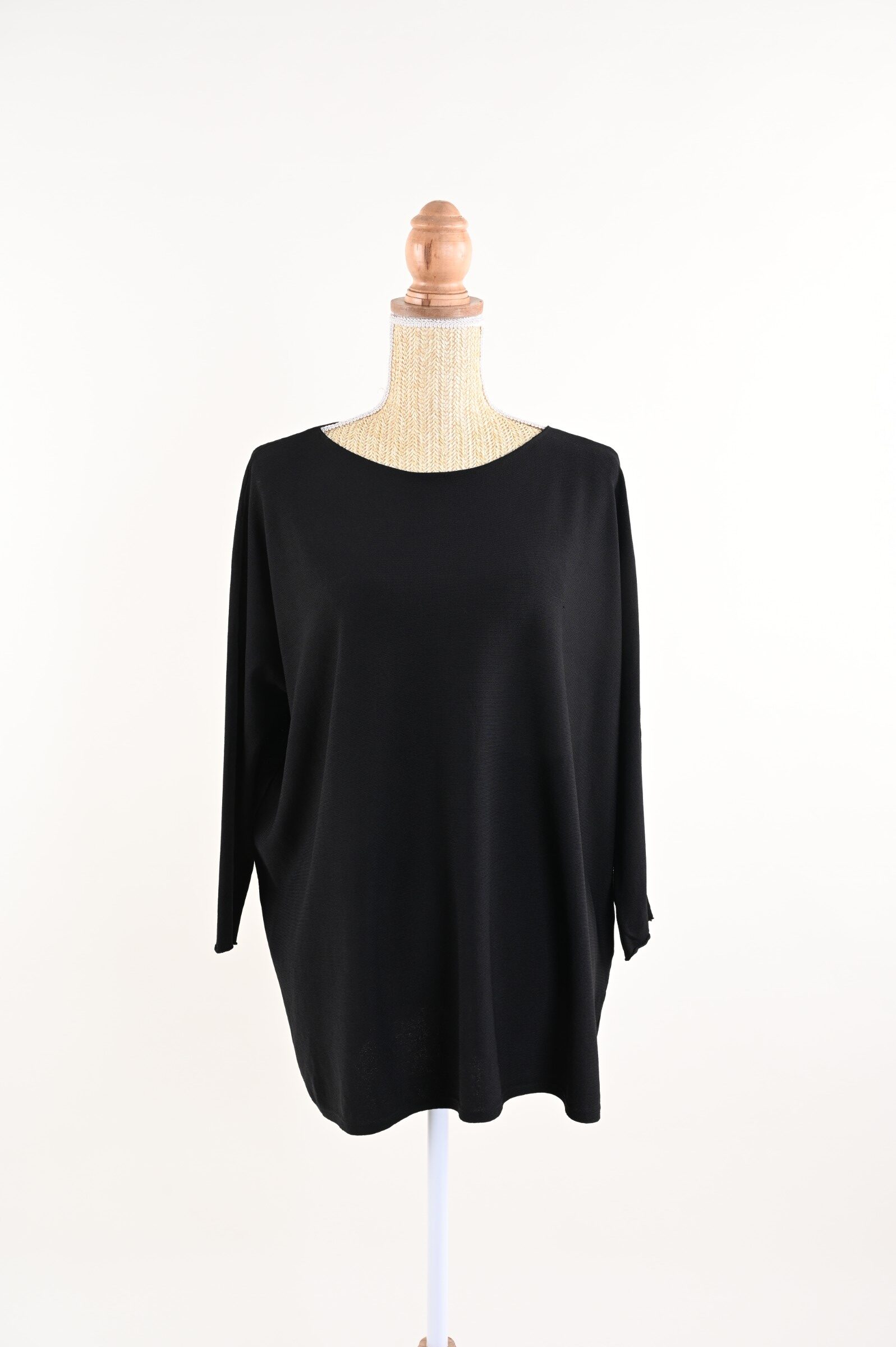 U6900-06_NERO MAGLIA A MANICHE LUNGHE OVERSIZE - Black, TU