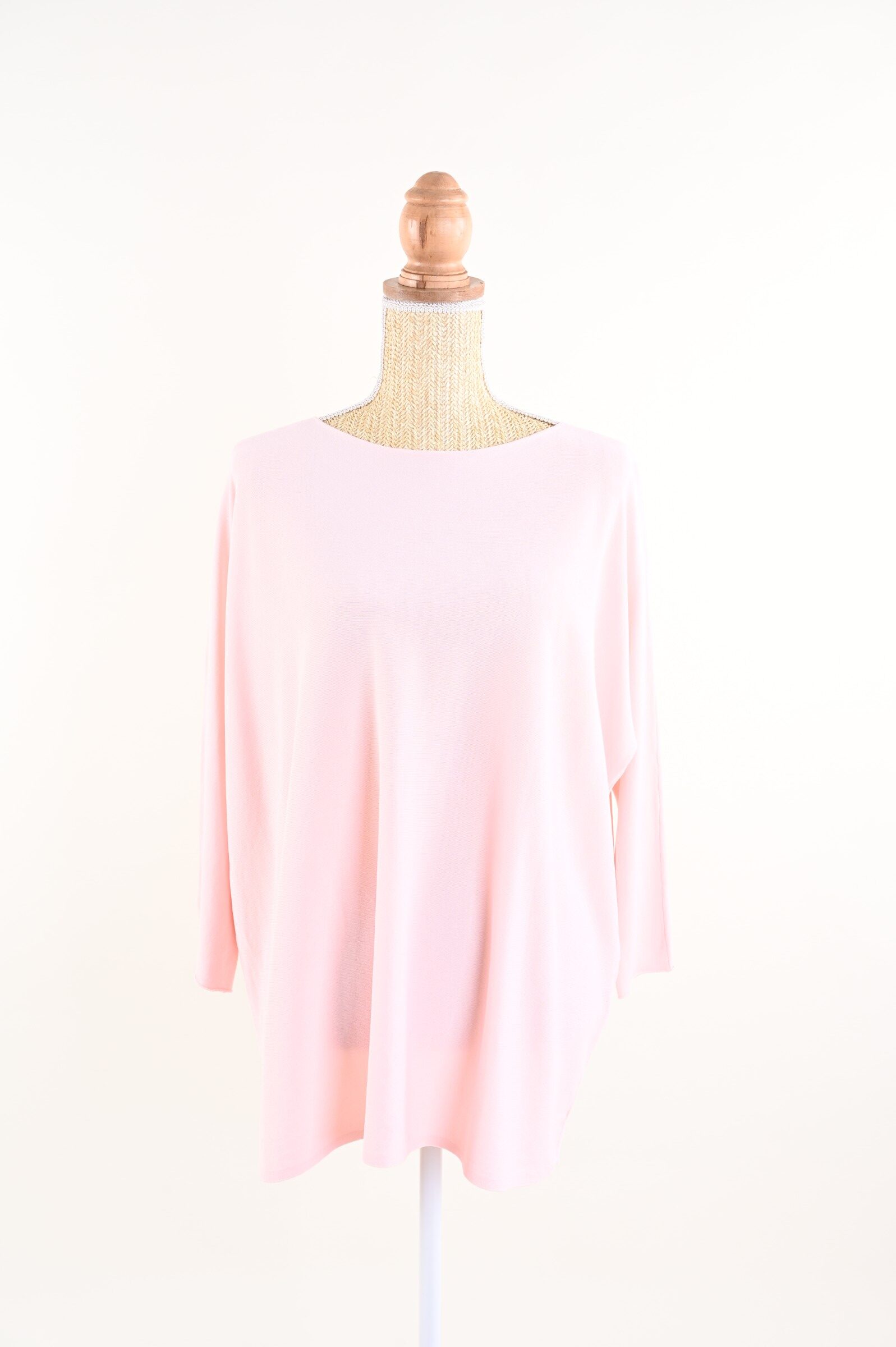 U6900-06_ROSA MAGLIA A MANICHE LUNGHE OVERSIZE - Rose, TU