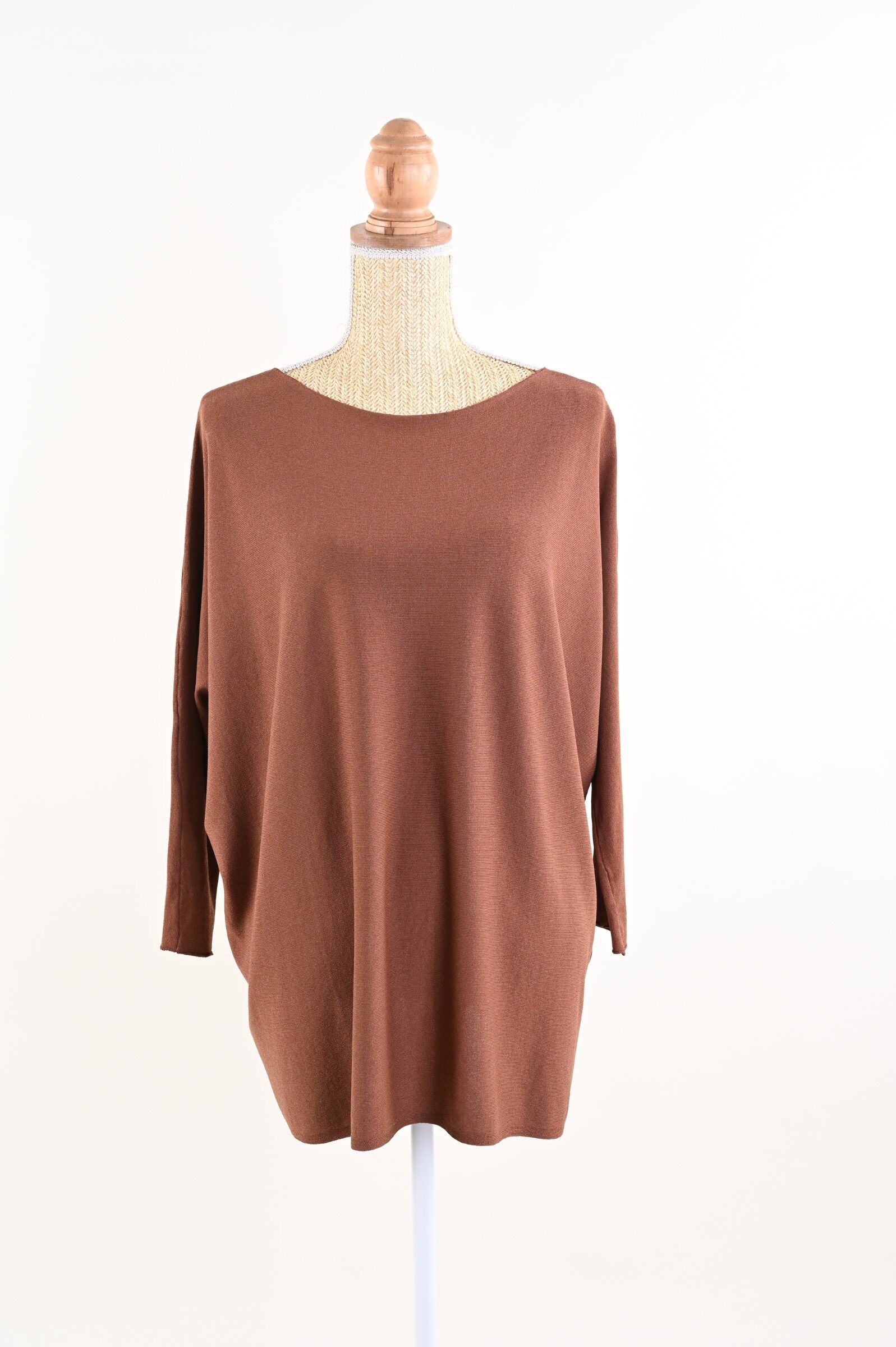 U6900-06_TABACCO MAGLIA A MANICHE LUNGHE OVERSIZE - Tobacco, TU