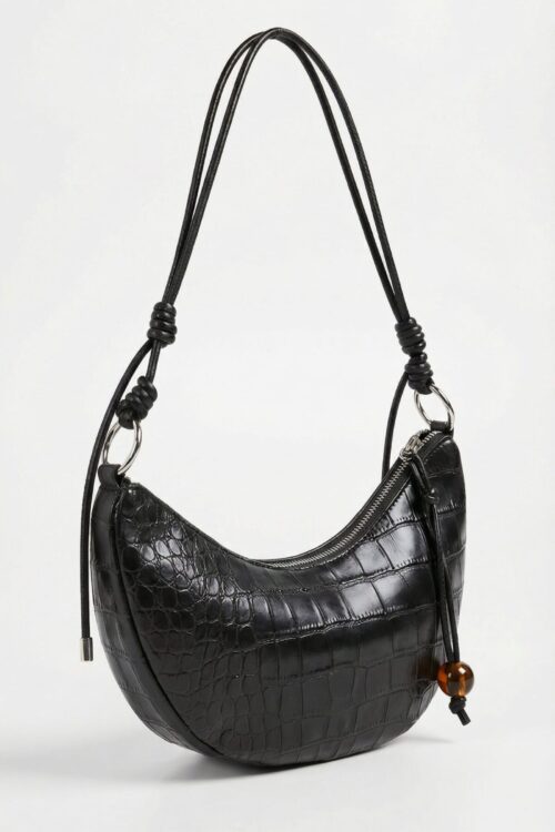 BORSA A SPALLA CON NODI DECORATIVI E CHIUSURA A ZIP