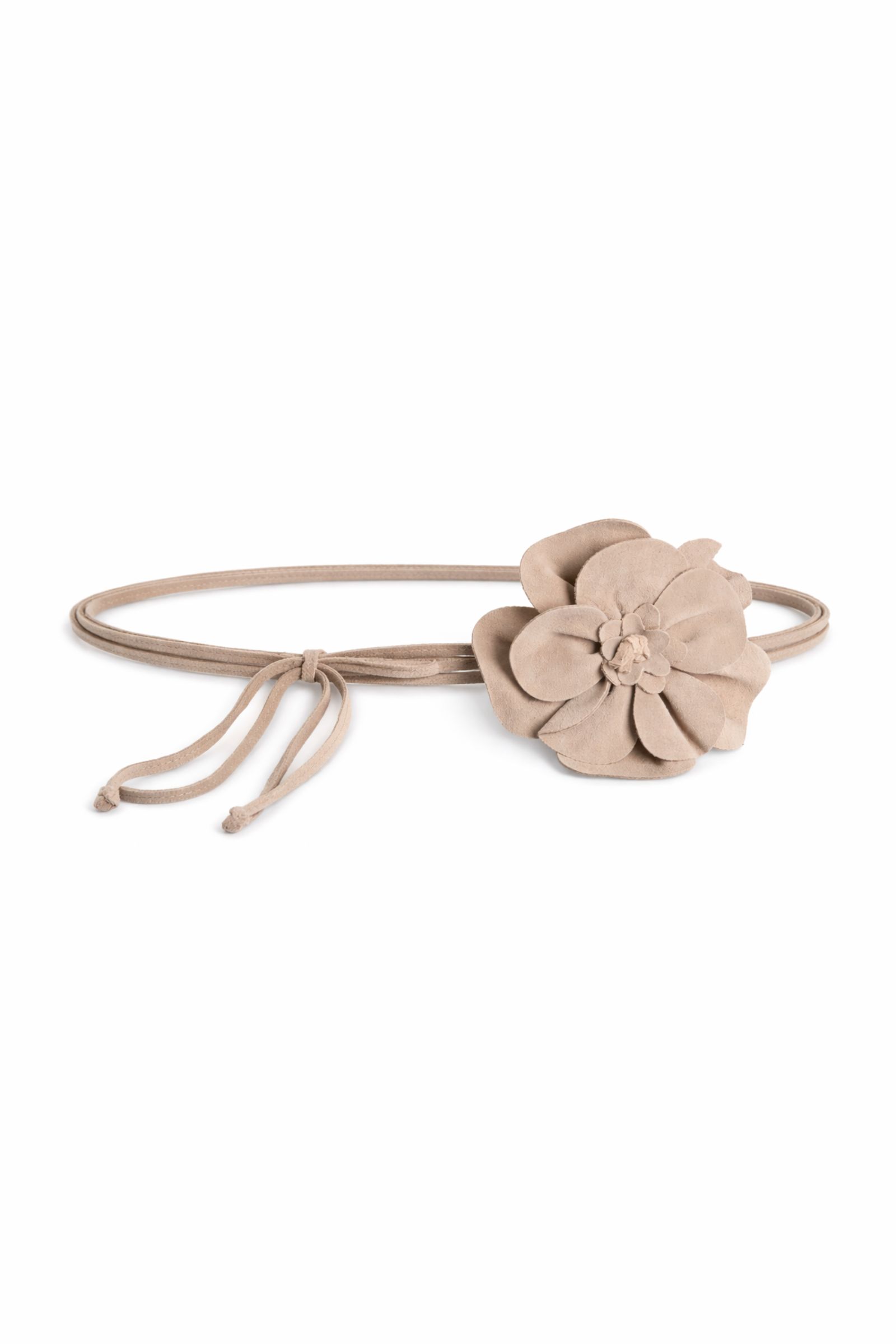 107 CINTURA IN VERA PELLE CON FIORE - Μπεζ, TU