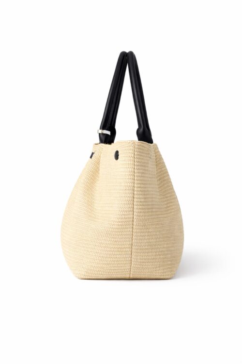 Alternative view of BORSA A SPALLA IN PAGLIA CON MANICI IN PELLE