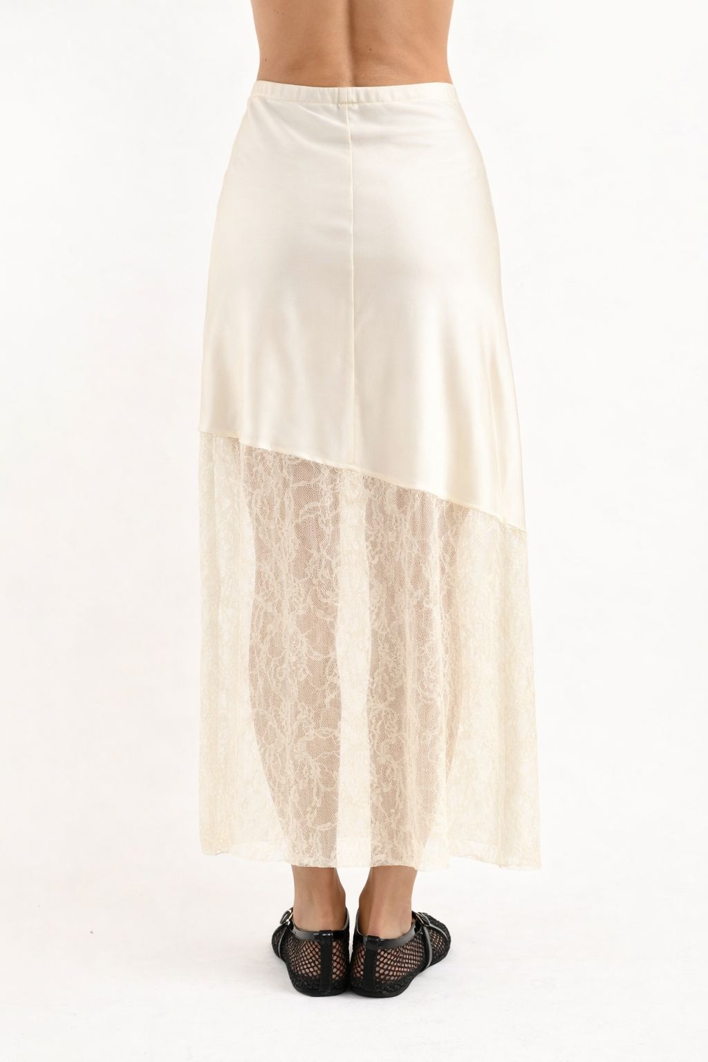 GONNA CON INSERTO IN PIZZO DIAGONALE - immagine 3