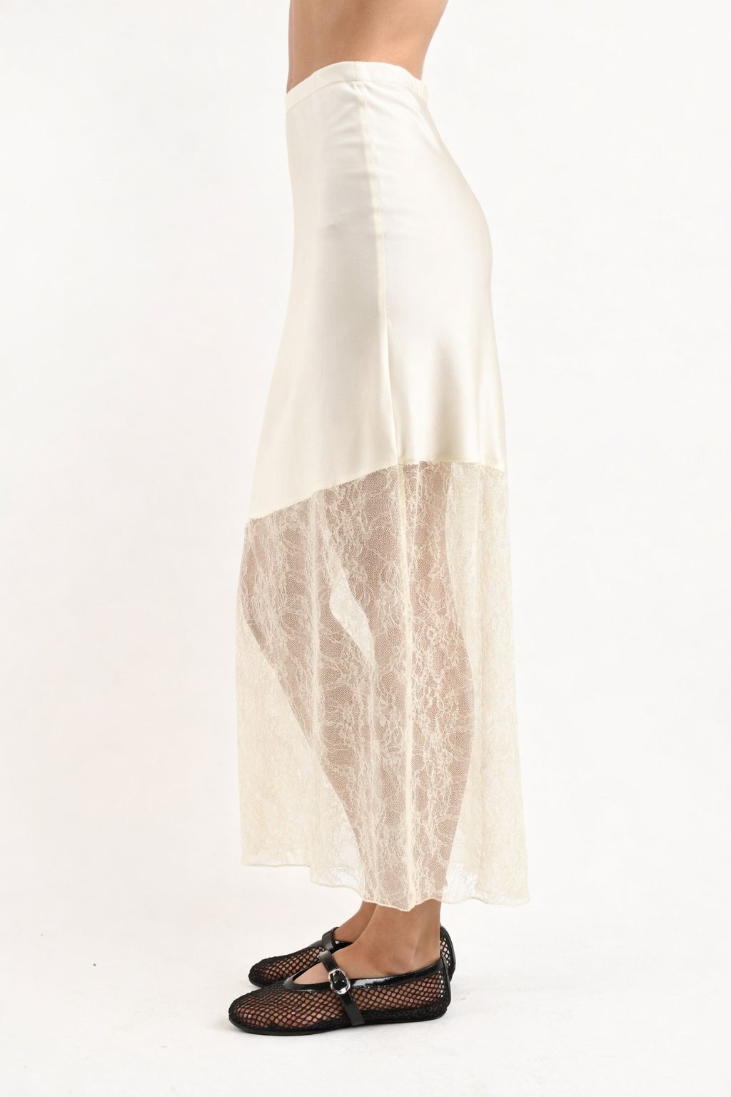 GONNA CON INSERTO IN PIZZO DIAGONALE - immagine 2