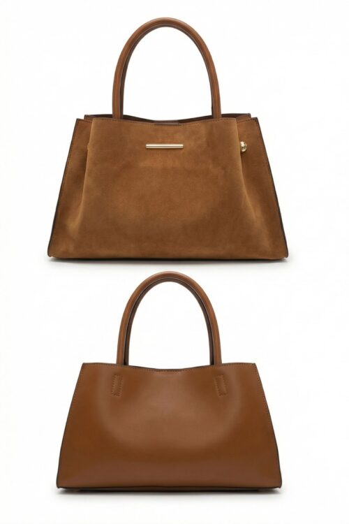 Alternative view of BORSA A MANO EFFETTO SCAMOSCIATO CON DETTAGLIO METALLICO