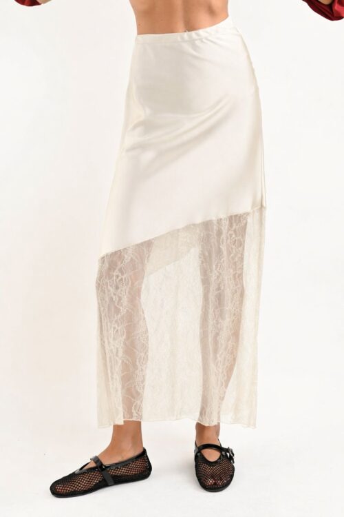 GONNA CON INSERTO IN PIZZO DIAGONALE