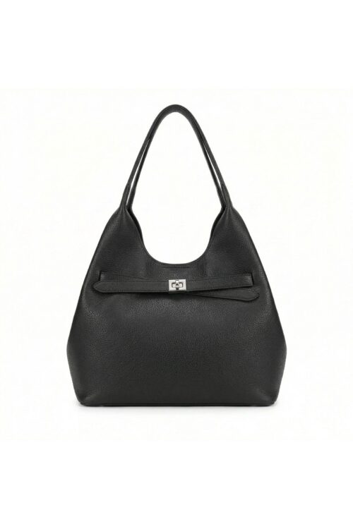 HOBO BAG EFFETTO MARTELLATO - LARGE - Nero, TU