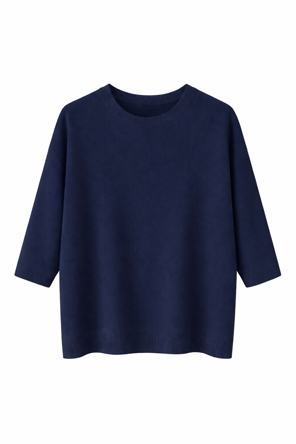 AL25063-06_BLU MAGLIA GIROCOLLO CON MANICA A 3/4 - Blu, TU