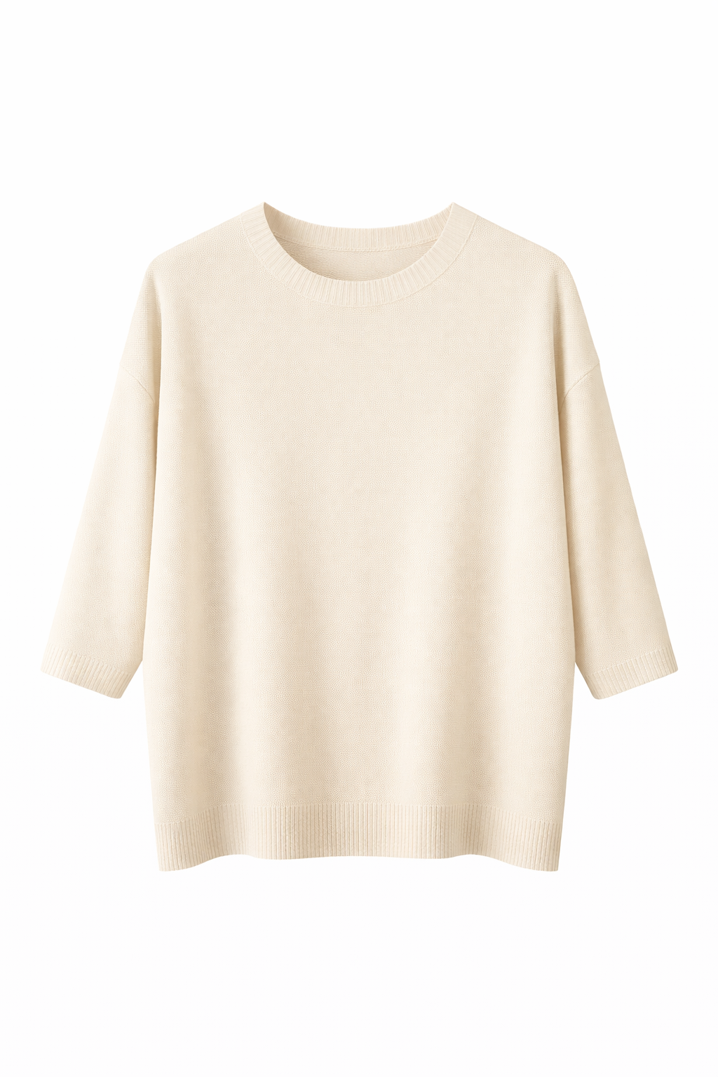 AL25063-06_PANNA MAGLIA GIROCOLLO CON MANICA A 3/4 - Panna, TU