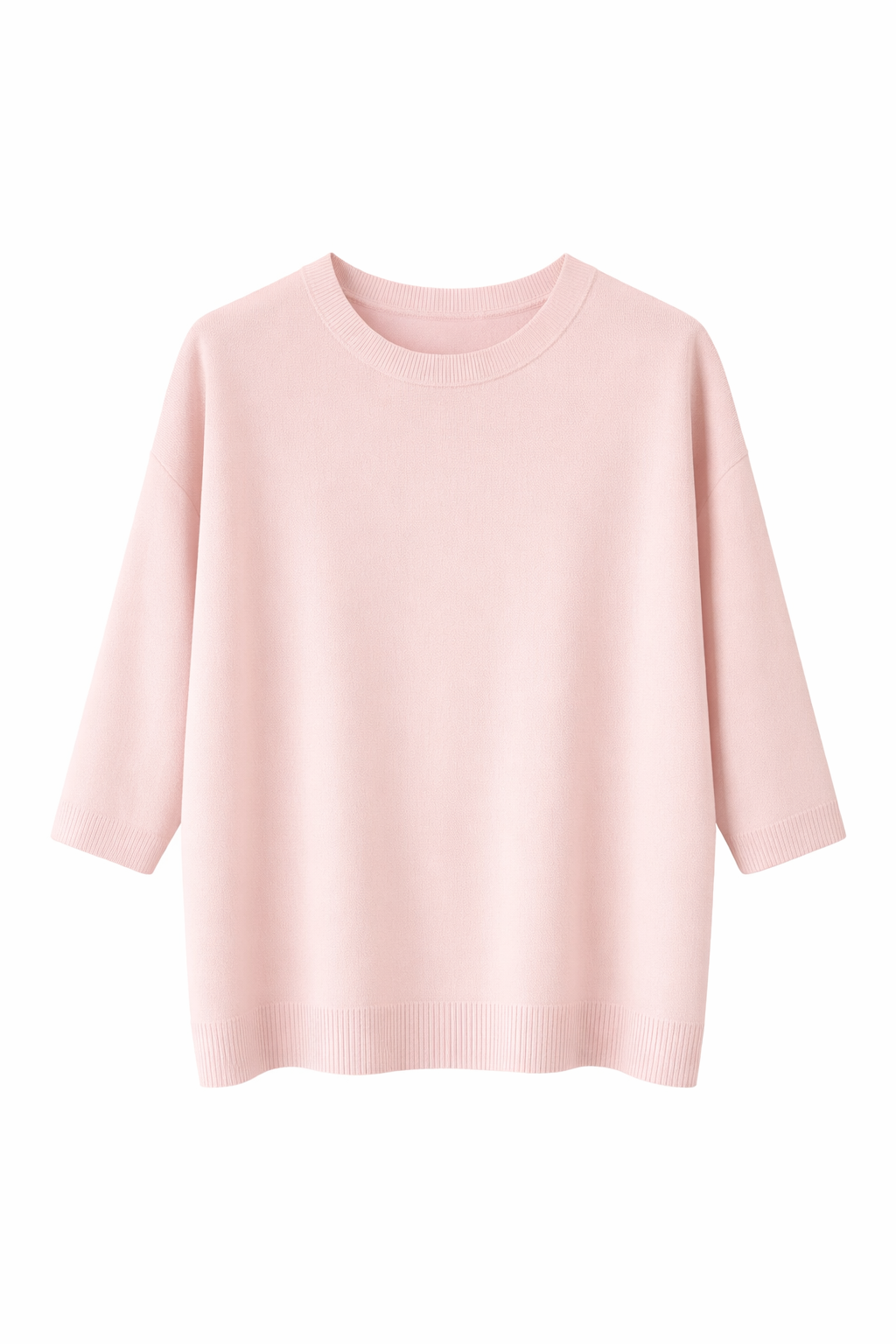 AL25063-06_ROSA MAGLIA GIROCOLLO CON MANICA A 3/4 - Rosa, TU