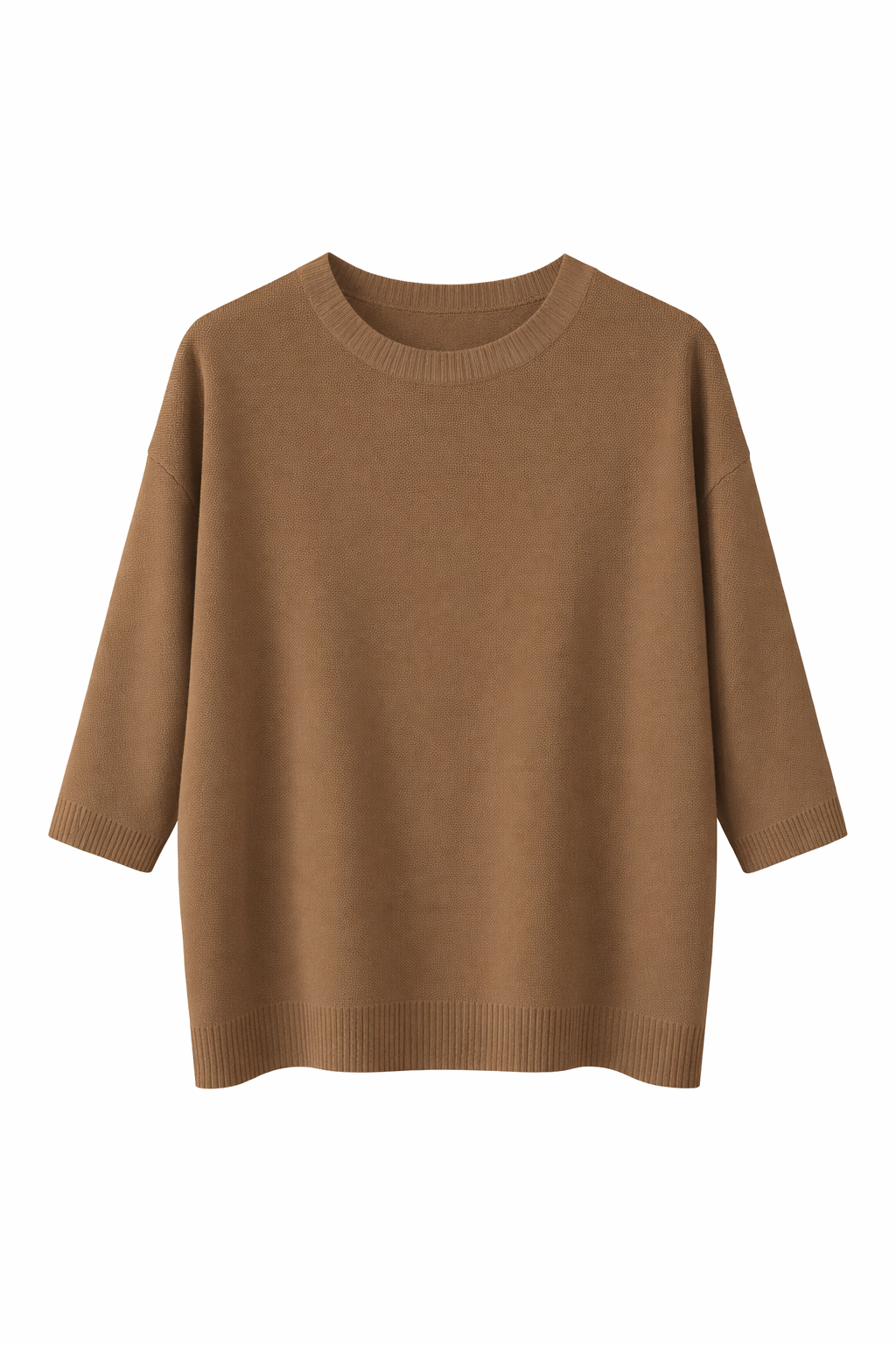 AL25063-06_TABACCO MAGLIA GIROCOLLO CON MANICA A 3/4 - Tabacco, TU