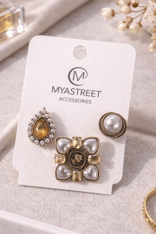 SET 3 SPILLE DECORATE CON PERLE E PIETRE LUMINOSE