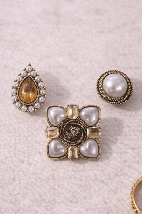 Alternative view of SET 3 SPILLE DECORATE CON PERLE E PIETRE LUMINOSE