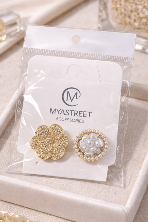 GEMELLI CON FIORE E DETTAGLIO DORATO PER CAMICIA