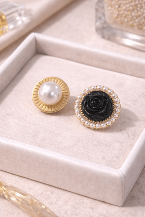 Alternative view of GEMELLI CON PERLA E ROSA NERA PER CAMICIA