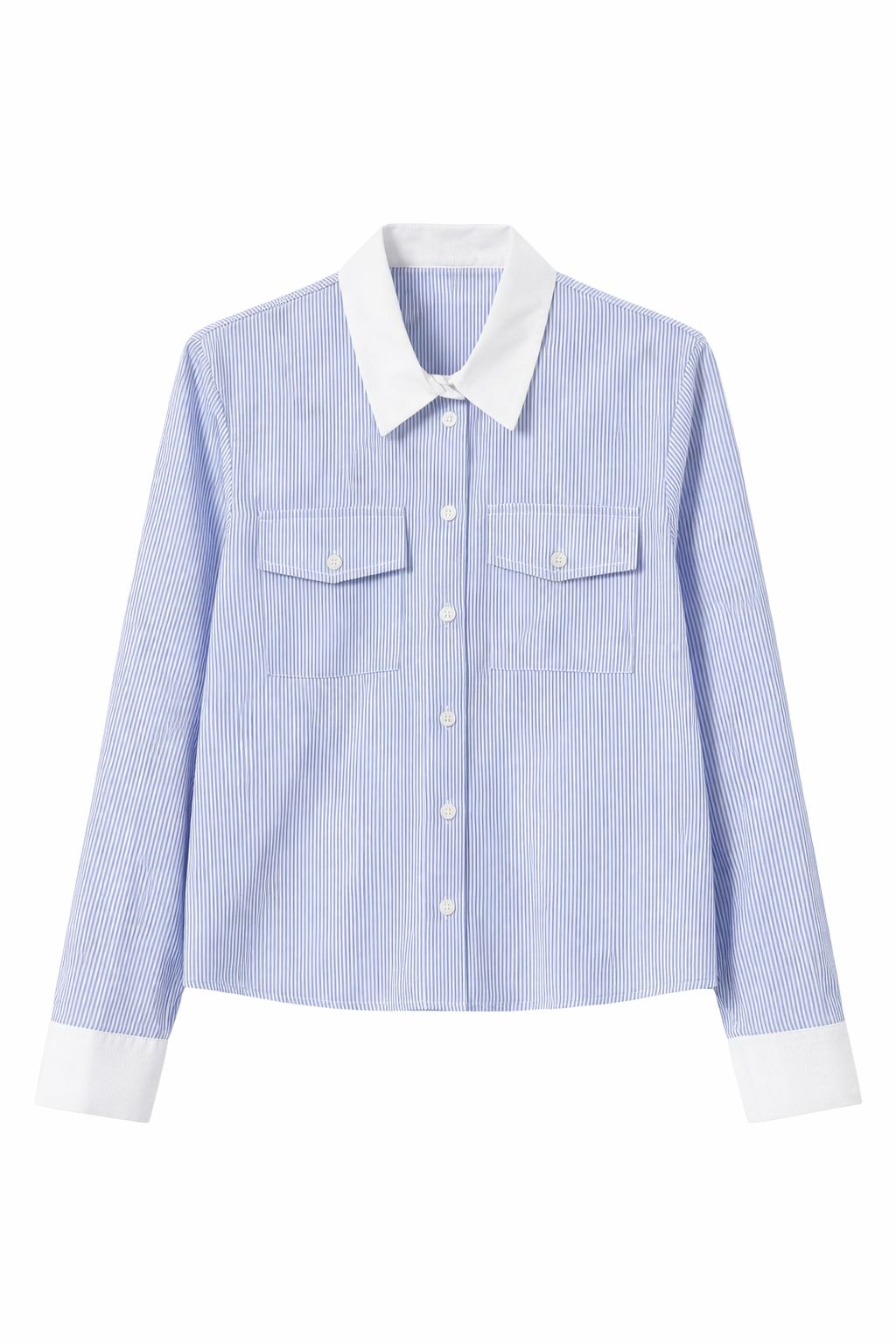 ChatGPT Image 2 mar 2026, 11_05_02 CAMICIA A RIGHE CON COLLETTO A CONTRASTO E TASCHINE FRONTALI - Σελέστ, S