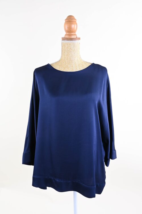 BLUSA SATIN CON SCOLLO ROTONDO
