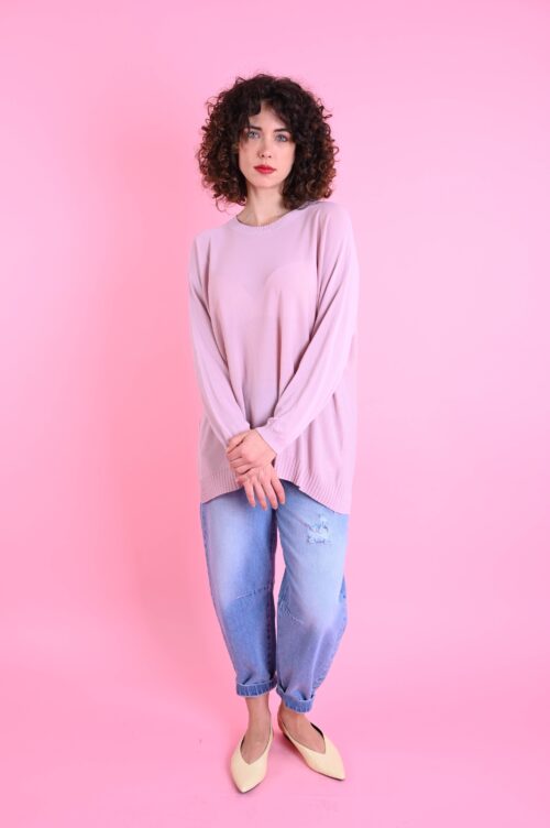 Alternative view of MAGLIA A MANICHE LUNGHE CON RIFINITURE A COSTE