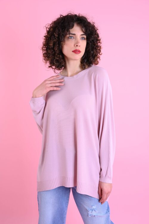 MAGLIA A MANICHE LUNGHE CON RIFINITURE A COSTE