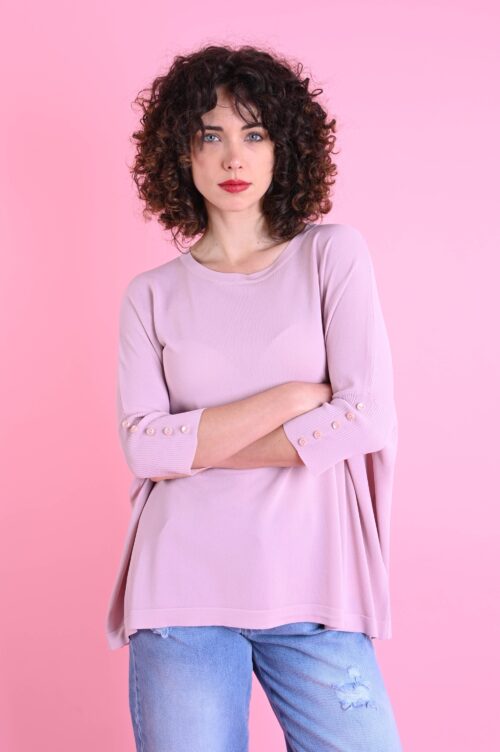 Alternative view of MAGLIA A MANICHE 3/4 CON BOTTONCINI