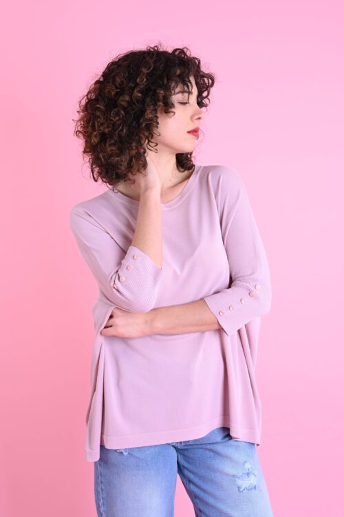 MAGLIA A MANICHE 3/4 CON BOTTONCINI
