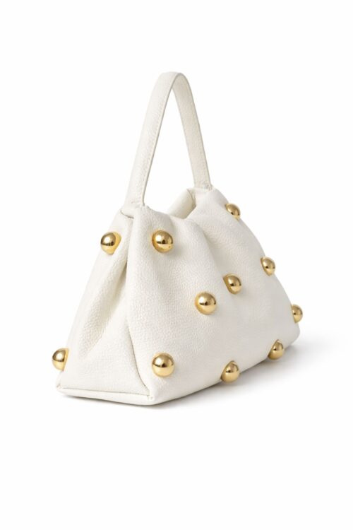 Alternative view of BORSA A MANO IN PELLE MARTELLATA CON SFERE METALLICHE