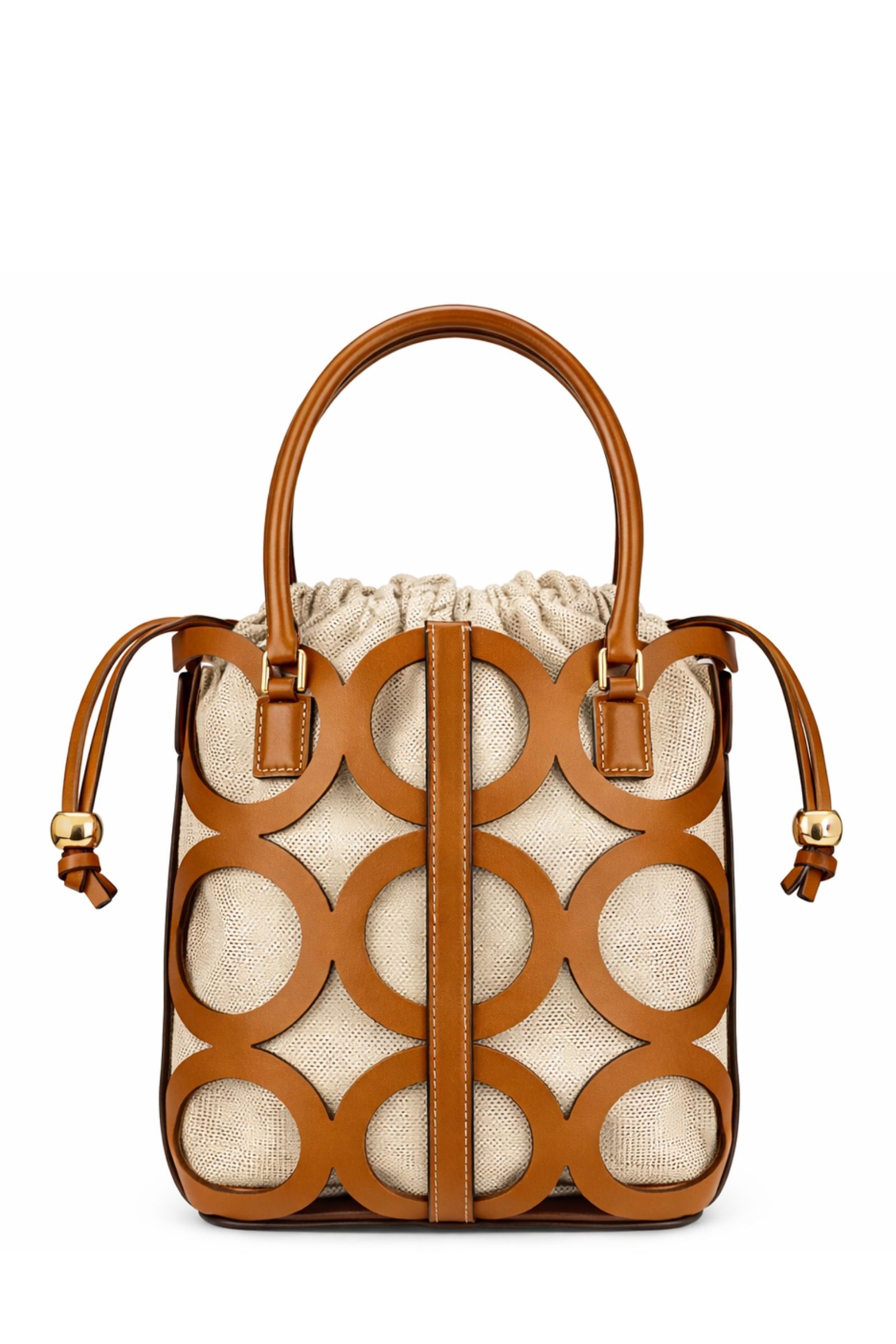 BORSA A SECCHIELLO IN PELLE CON LAVORAZIONE GEOMETRICA E SACCA ESTRAIBILE - immagine 2