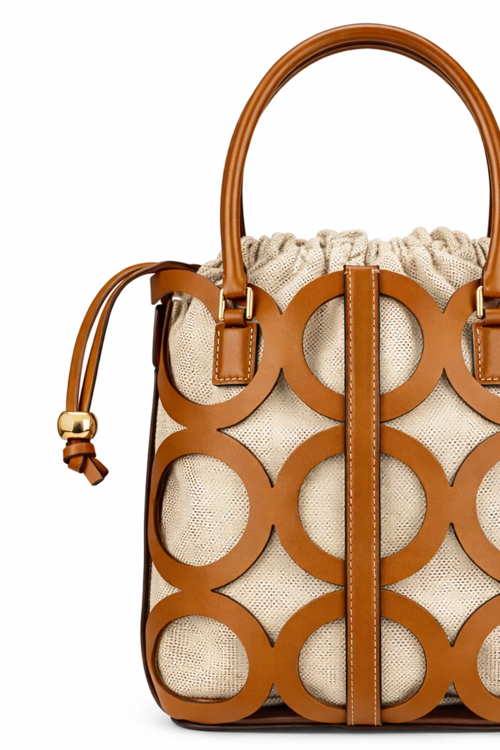 BORSA A SECCHIELLO IN PELLE CON LAVORAZIONE GEOMETRICA E SACCA ESTRAIBILE - immagine 3