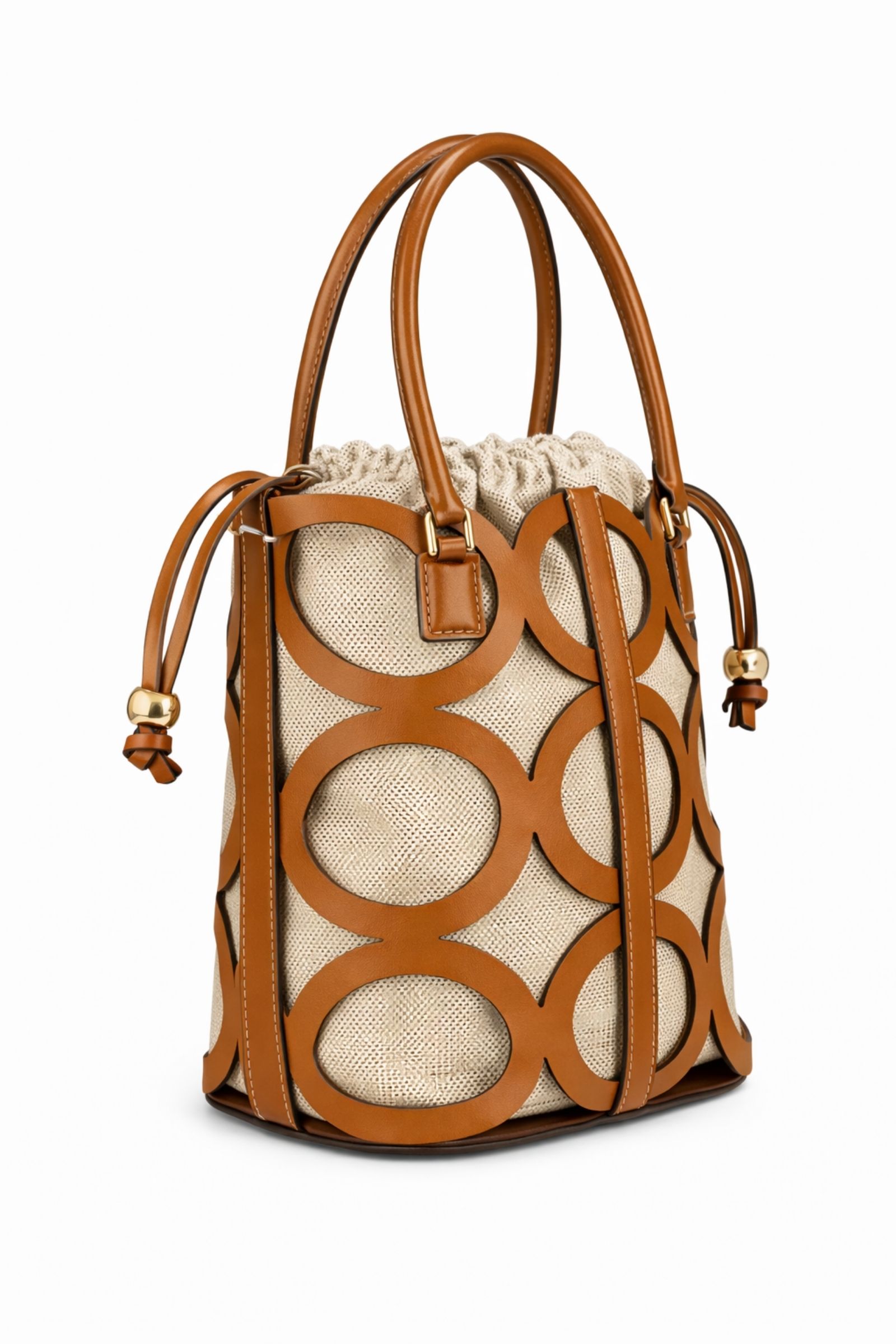 BORSA A SECCHIELLO IN PELLE CON LAVORAZIONE GEOMETRICA E SACCA ESTRAIBILE - immagine 4