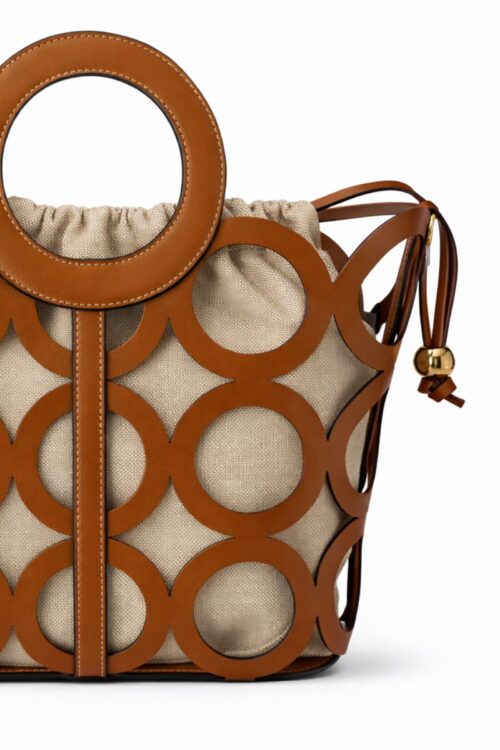 BORSA IN PELLE CON LAVORAZIONE GEOMETRICA E SACCA REMOVIBILE