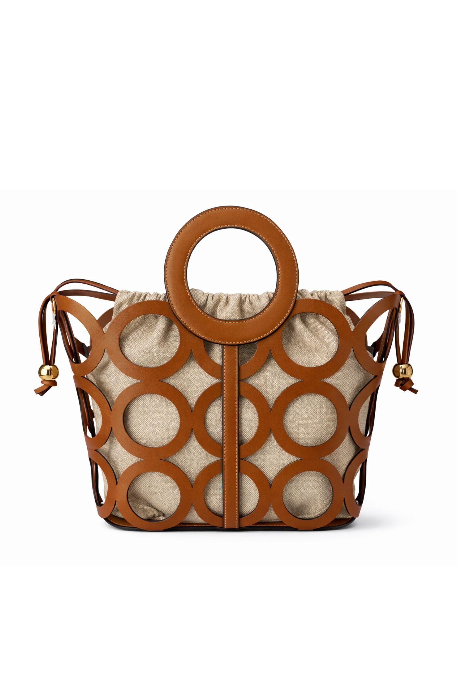 BORSA IN PELLE CON LAVORAZIONE GEOMETRICA E SACCA REMOVIBILE - immagine 2