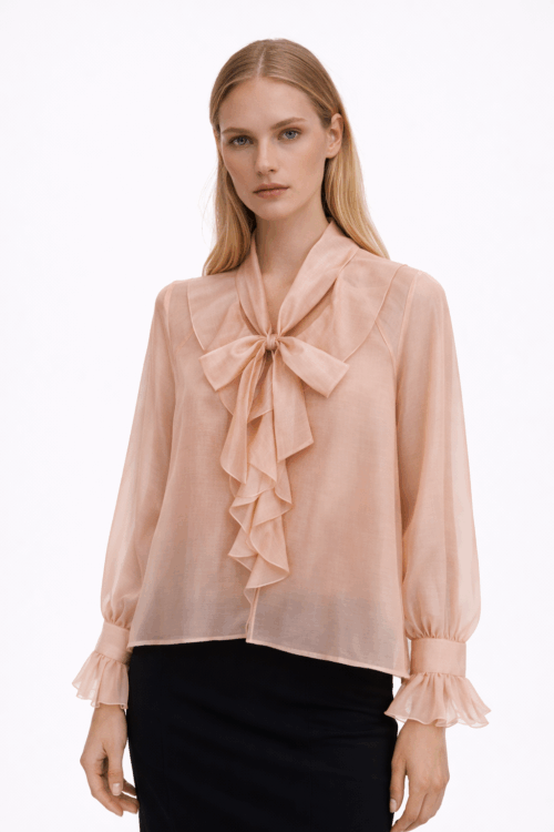 BLUSA CON FIOCCO E VOLANT