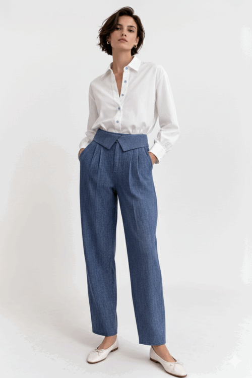 PANTALONE MORBIDO CON CHIUSURA SOVRAPPOSTA