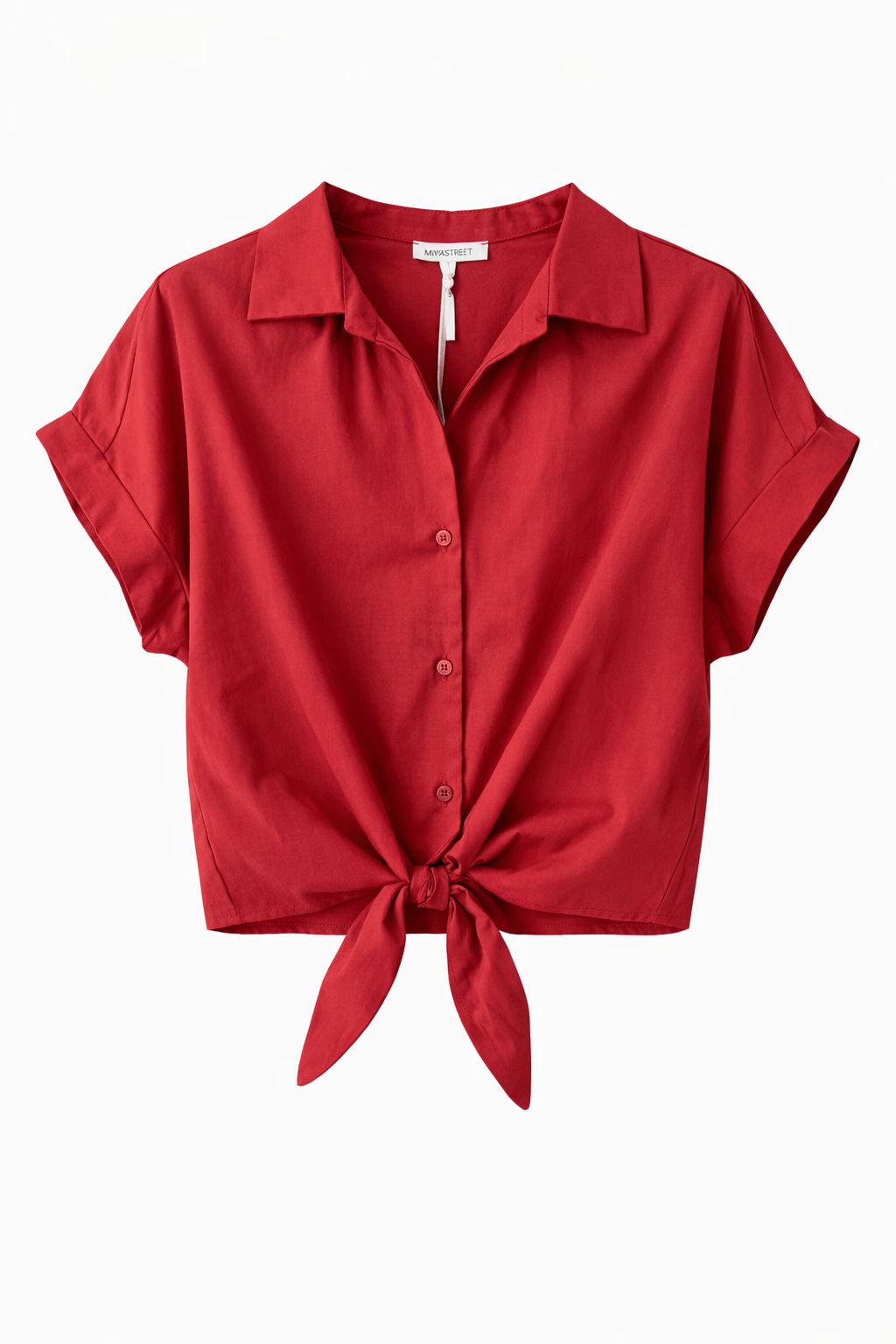 0d7d6ad6-5ec4-4007-927d-0ad054fd5e11 CAMICIA IN VISCOSA CON NODO FRONTALE - Rosso, TU