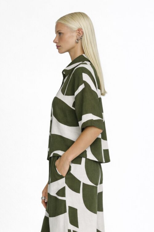 Alternative view of CAMICIA FANTASIA ASTRATTA A MANICHE CORTE