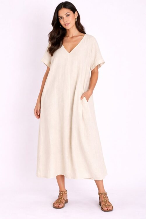 ABITO TUNICA CON SCOLLO A V E MANICHE CORTE