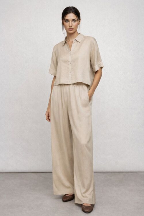 PANTALONE AMPIO IN TENCEL CON VITA ELASTICIZZATA