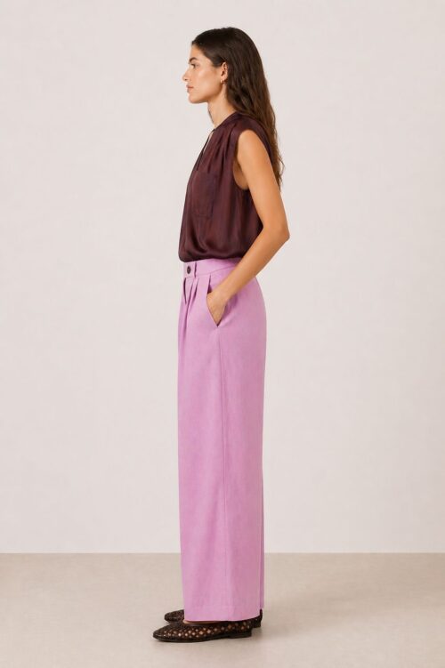 Alternative view of PANTALONE MISTO LINO CON PINCES