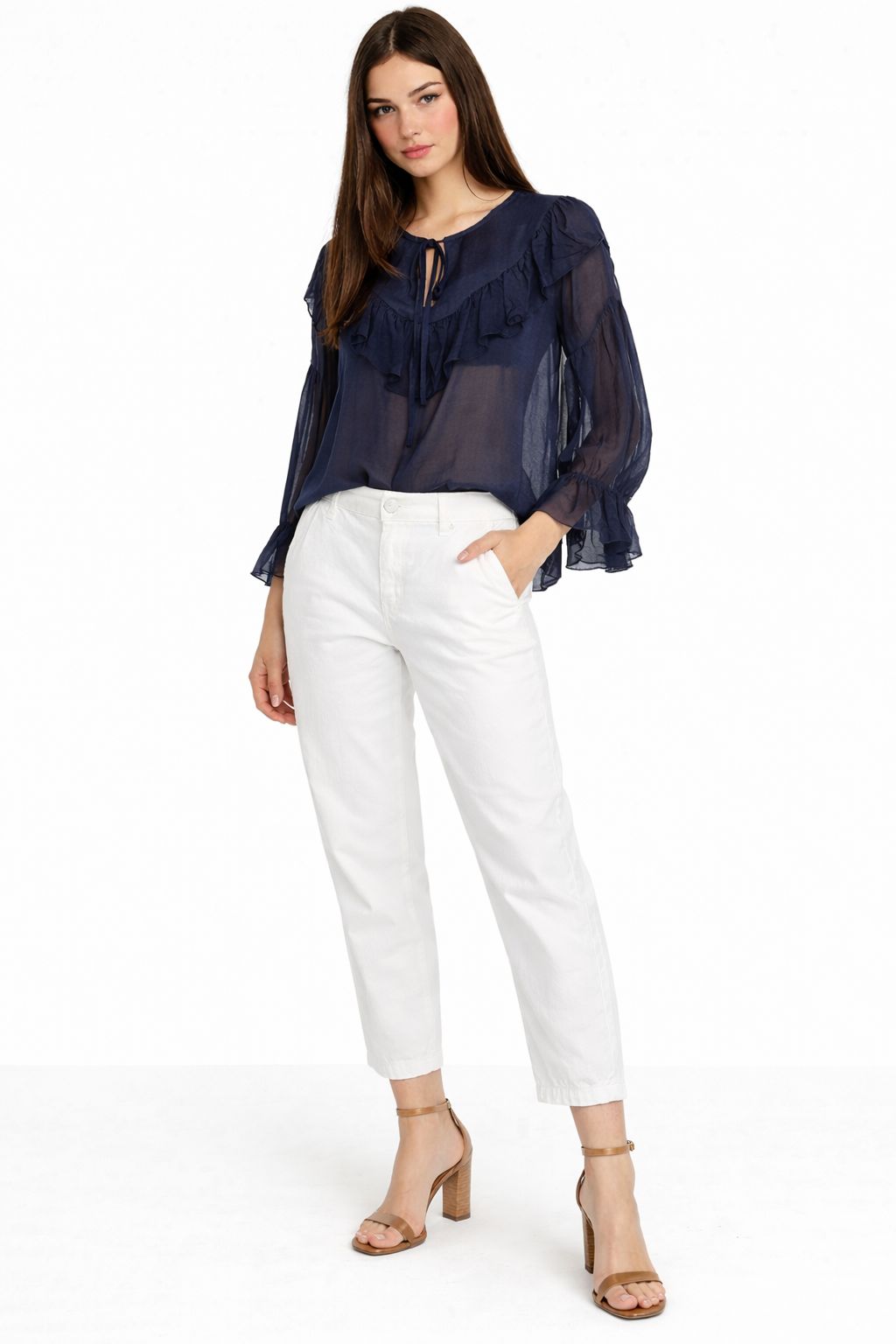 BLUSA LEGGERA IN MISTO SETA CON ROUCHES - immagine 3