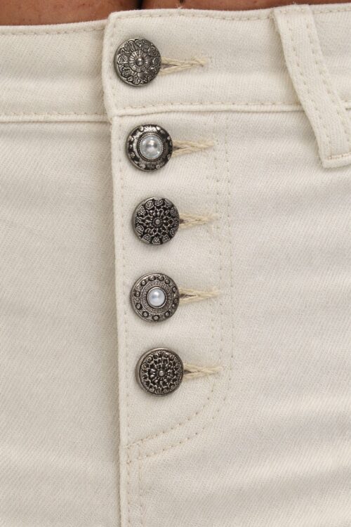 Alternative view of JEANS BIANCHI A ZAMPA CON BOTTONI