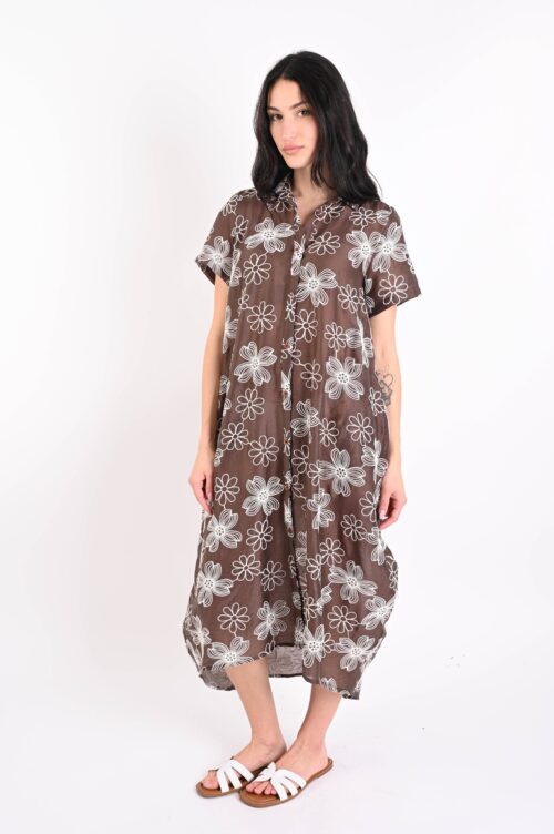 ABITO IN TENCEL CON RICAMI FLOREALI