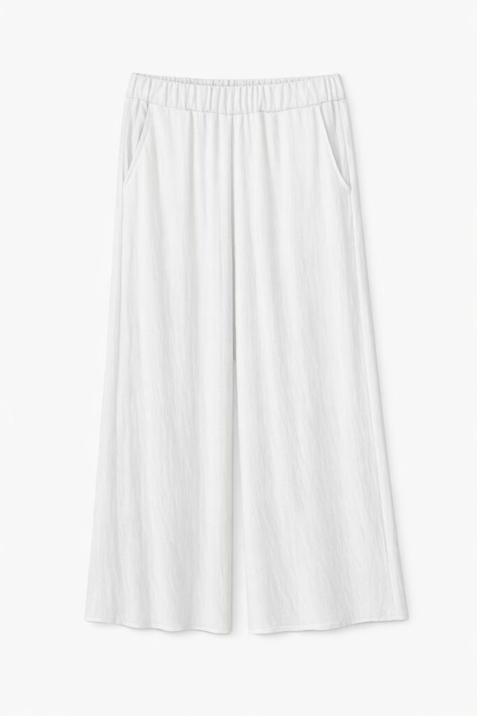 PANTALONE AMPIO IN TENCEL CON VITA ELASTICIZZATA - White, S 