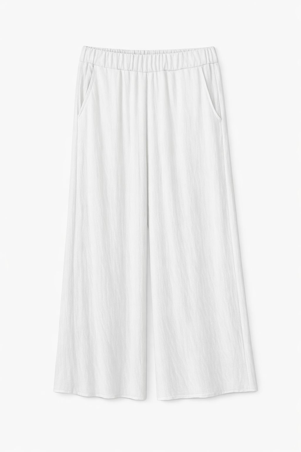 BCO.1d3a7ee3-849c-4622-9f60-19fad1080f16 PANTALONE AMPIO IN TENCEL CON VITA ELASTICIZZATA - Bianco, S