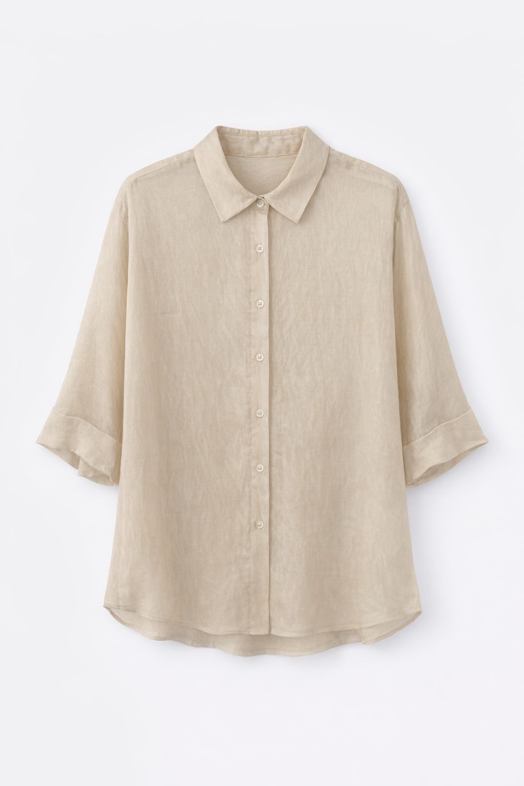 BCO.38fed4cd-e92d-4a3c-9c52-39d307596ad8 CAMICIA OVER IN TENCEL A MANICHE CORTE - Burro, TU