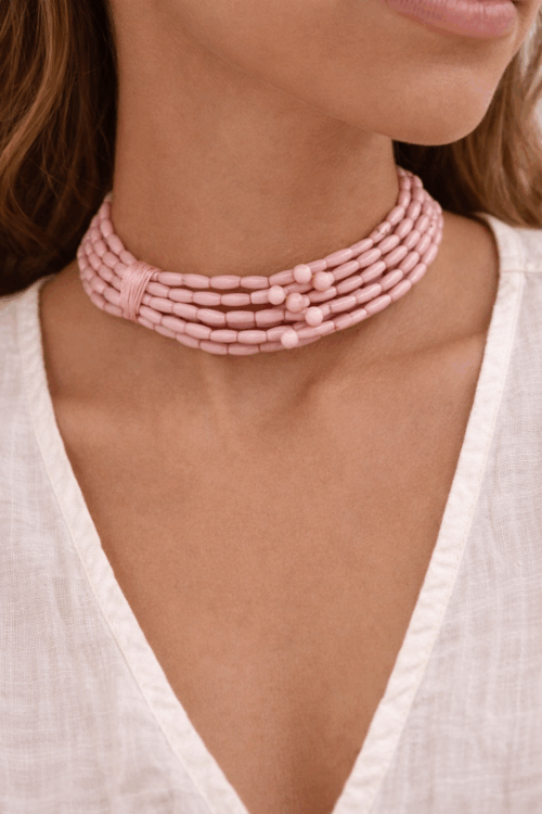 Alternative view of CHOKER CON PERLINE MULTIFILO