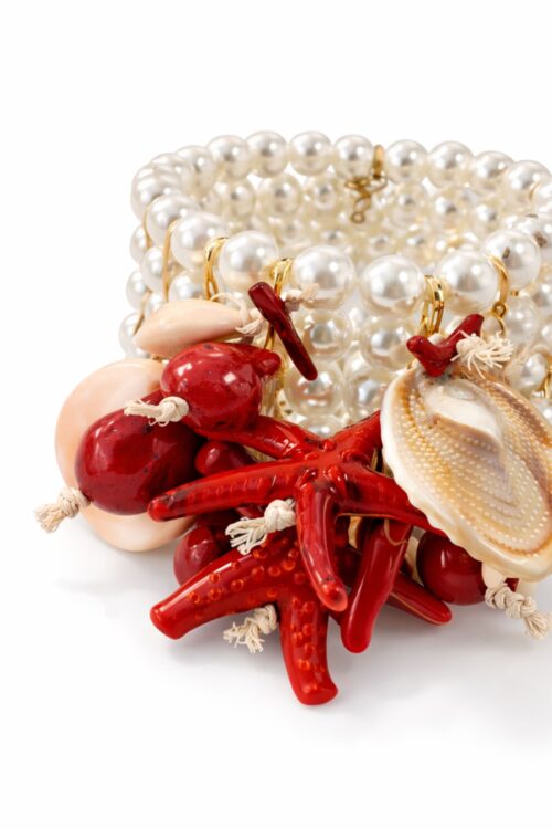BRACCIALE DI PERLE CON CHARM TEMA MARINO
