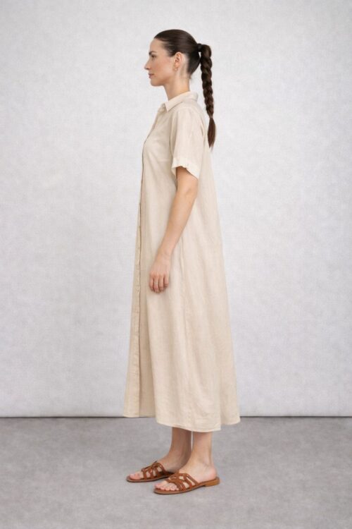 Alternative view of ABITO CHEMISIER A MANICHE CORTE IN TENCEL