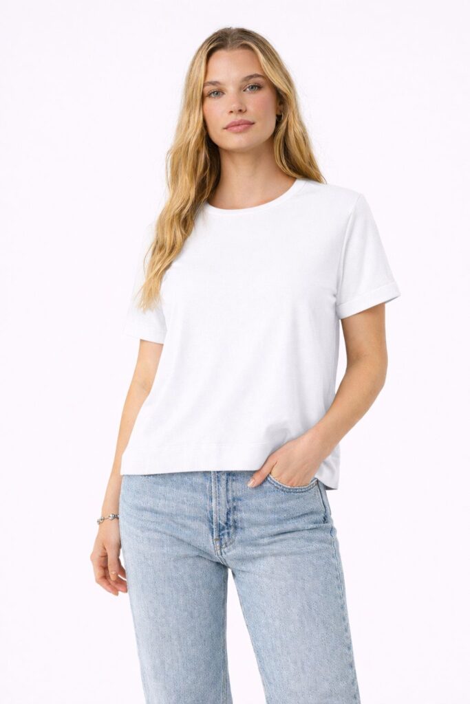 T-SHIRT BASICA IN COTONE - Bianco, TU 