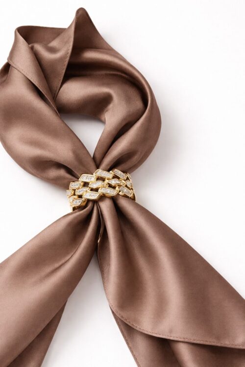 Alternative view of FERMA FOULARD INTRECCIATO CON DETTAGLI LUMINOSI